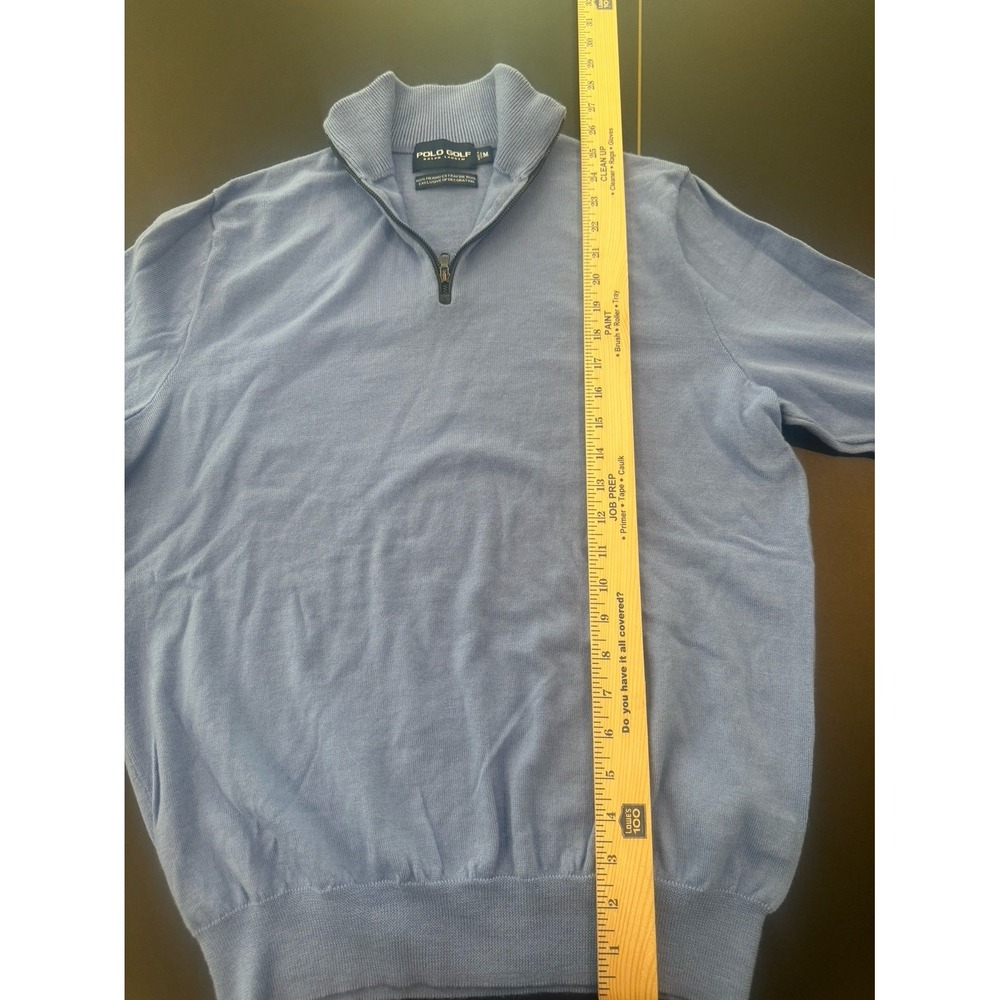 Polo Ralph Lauren Men's Blue Quarter Zip Pullover sweater 100% wool Golf SIze M